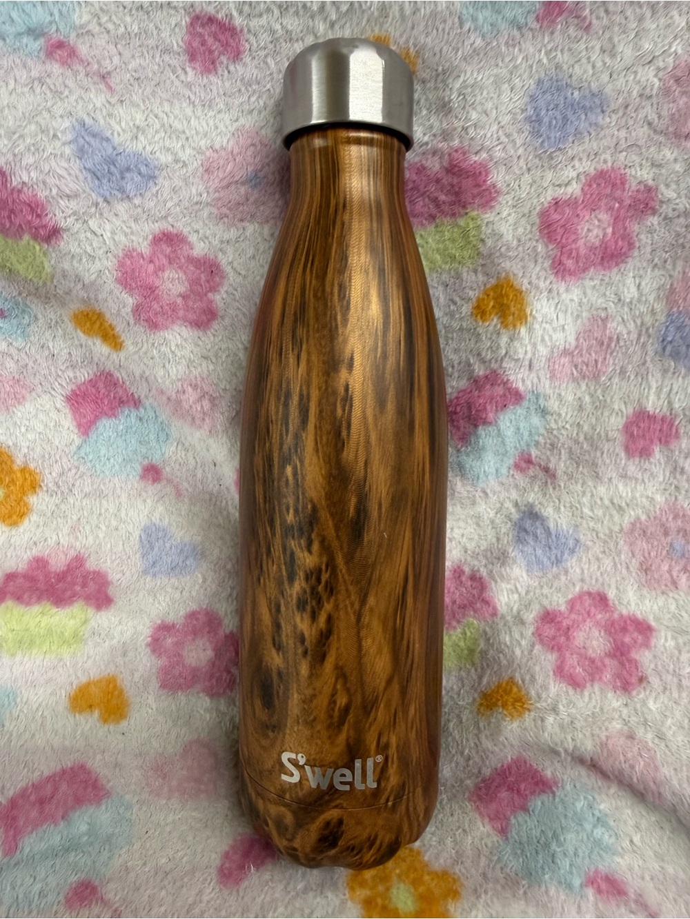 S'well Wood-Tone Insulated Bottle - Brown with Silver Cap